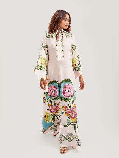 FIORELLA – BOHO LONG FLORAL DRESS WITH ROMANTIC SLEEVES