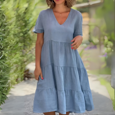 LUCE – FLOWING CHARM V-NECK DRESS