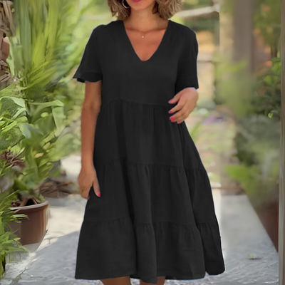 LUCE – FLOWING CHARM V-NECK DRESS