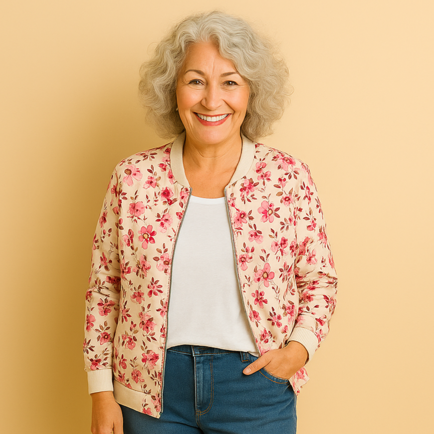 HAZEL – BLOOM BURST PRINTED BOMBER