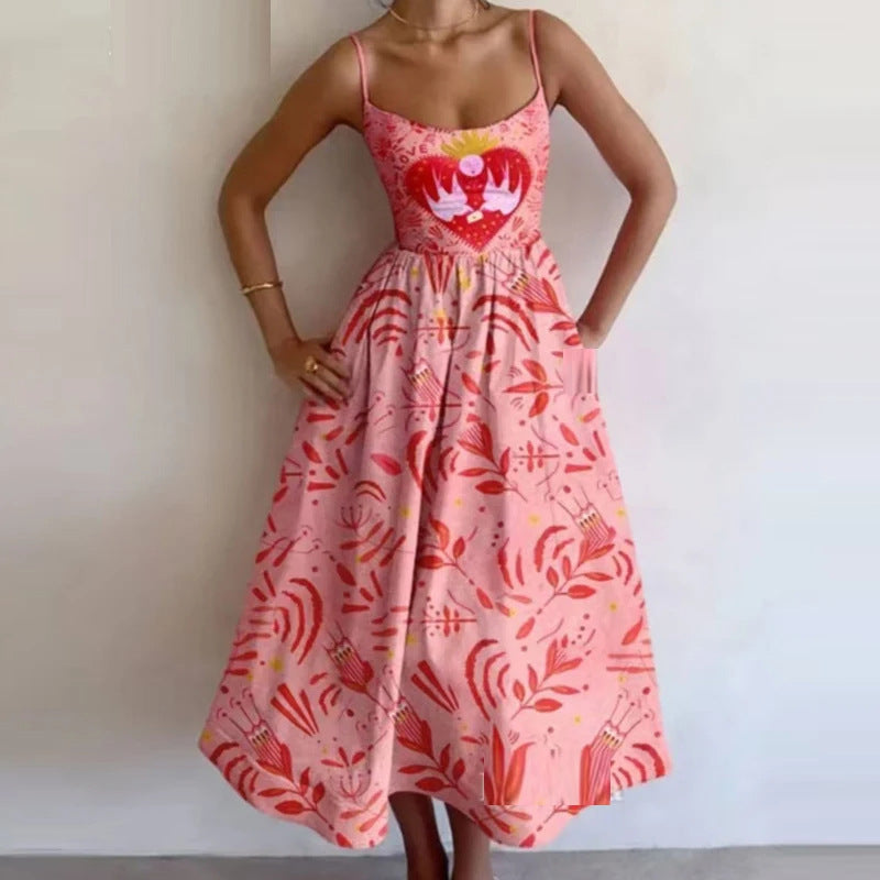 SABELLE – STRAPPY DRESS WITH HEART PRINT AND PLAYFUL ROMANCE
