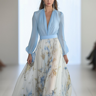 SIENNA – DEEP V-NECK DRAMA IN A FLOWING MAXI FORM