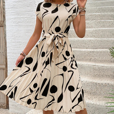 ALLAINE – PLEATED GRACE MIDI DRESS WITH CINCHED WAIST