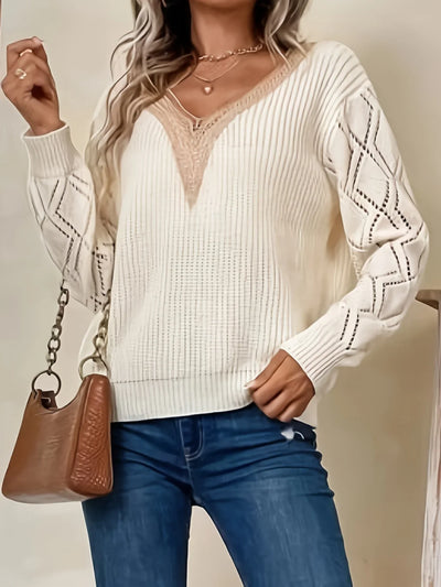 ELVIRA – ELEGANT KNIT WITH LACE TOUCHES SWEATER