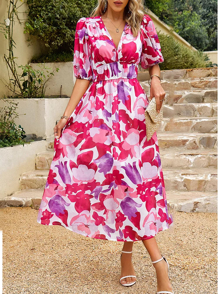EZME – PLAYFUL GRACE PRINTED MIDI DRESS