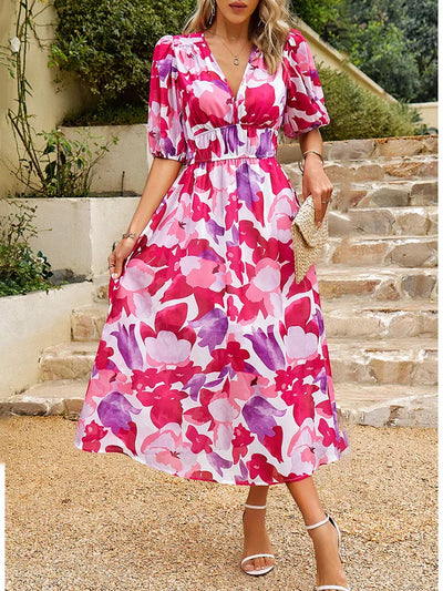 EZME – PLAYFUL GRACE PRINTED MIDI DRESS