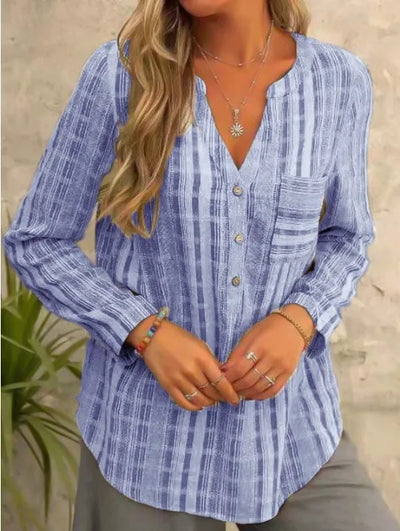 ANDREA – SOFT DRAPE V-NECK LONG SLEEVE BLOUSE