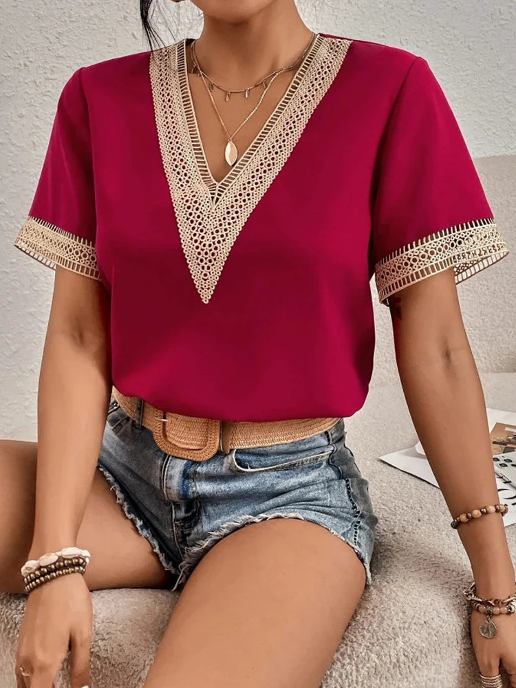 DAVINA – ELEGANT GRACE BLOUSE WITH LUXE LACE DETAILS