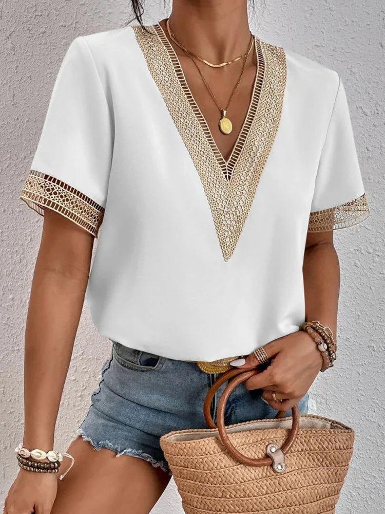 DAVINA – ELEGANT GRACE BLOUSE WITH LUXE LACE DETAILS