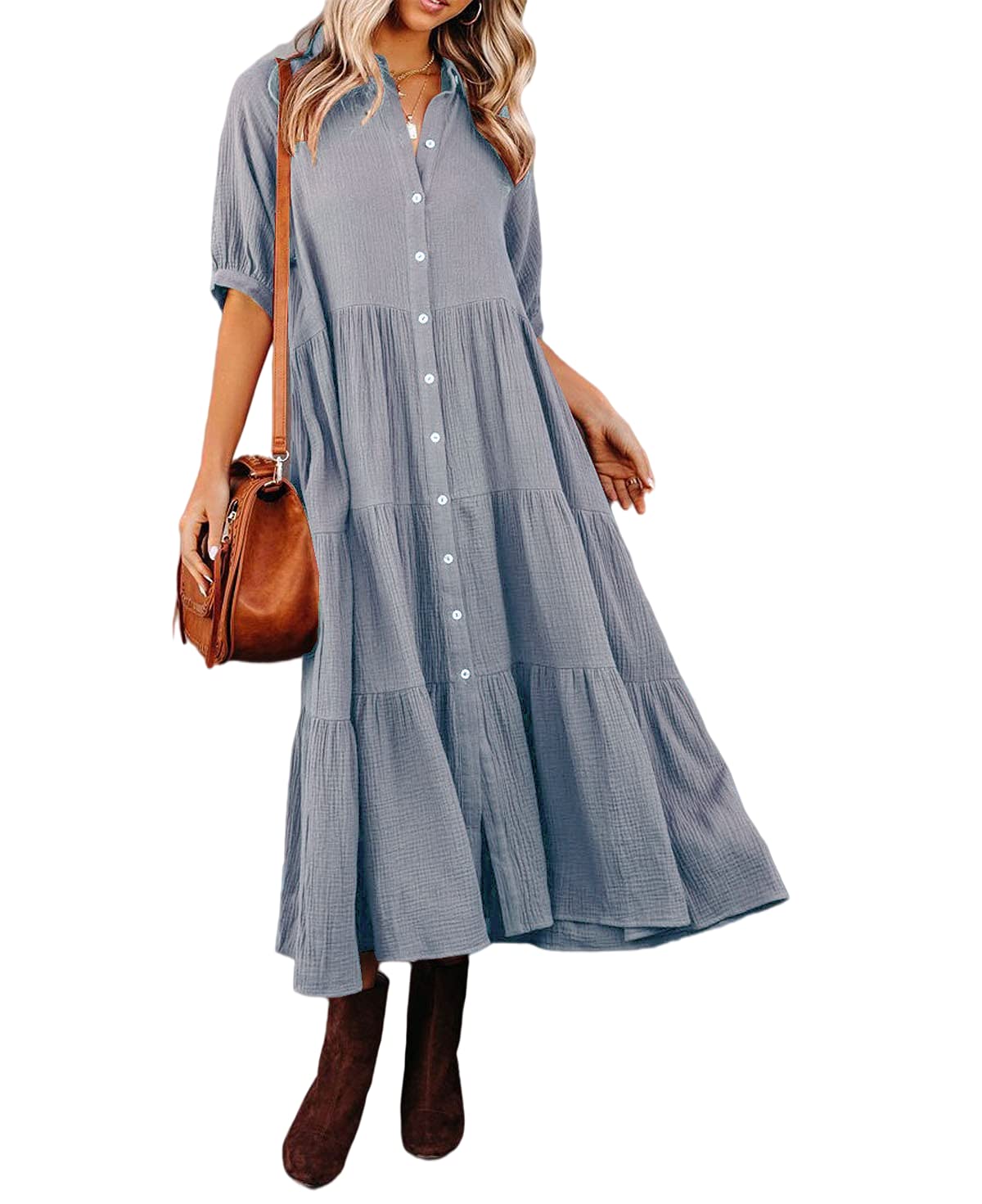 LUNA – RUFFLED GRACE SHIRT DRESS