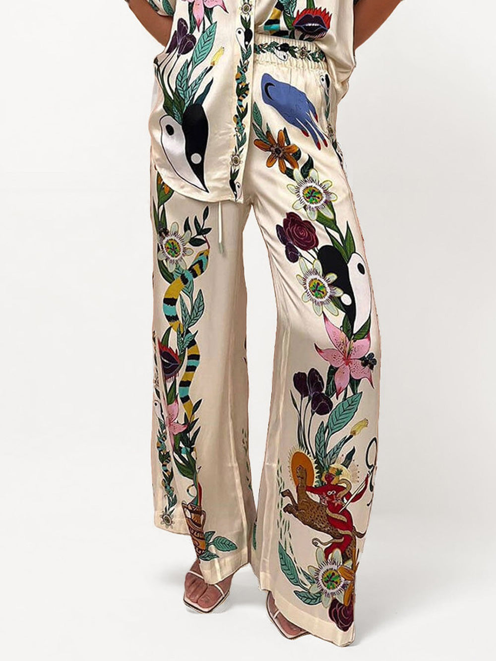 SATIN SUIT – LUXE DRAPE WITH A REFINED PRINT