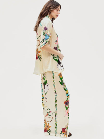 SATIN SUIT – LUXE DRAPE WITH A REFINED PRINT