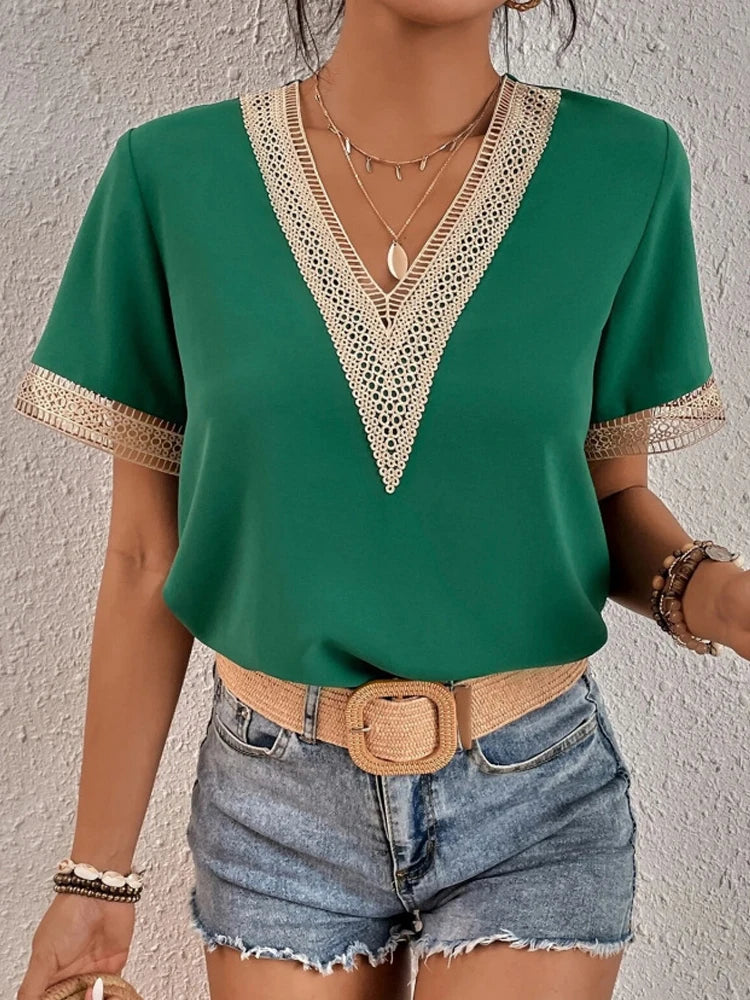 DAVINA – ELEGANT GRACE BLOUSE WITH LUXE LACE DETAILS