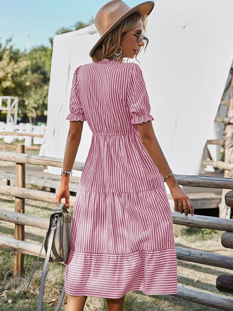 LAUREEN – CHARMED STRIPES AND SOFT SILHOUETTES DRESS