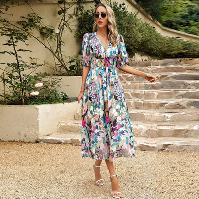 EZME – PLAYFUL GRACE PRINTED MIDI DRESS