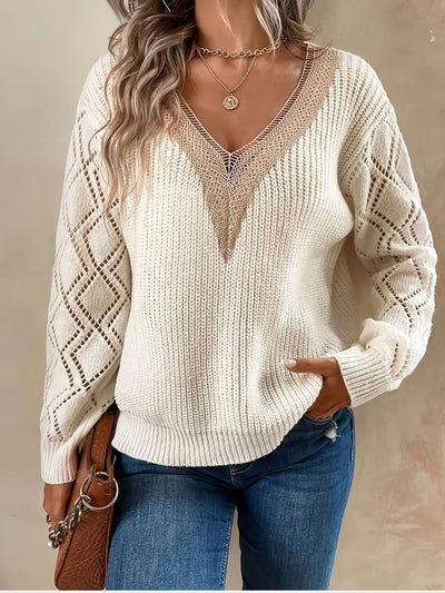 ELVIRA – ELEGANT KNIT WITH LACE TOUCHES SWEATER