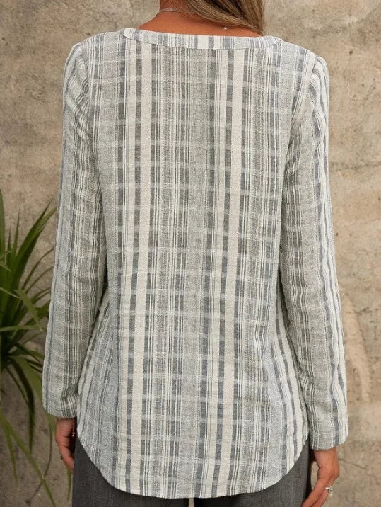 ANDREA – SOFT DRAPE V-NECK LONG SLEEVE BLOUSE