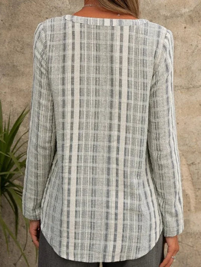 ANDREA – SOFT DRAPE V-NECK LONG SLEEVE BLOUSE