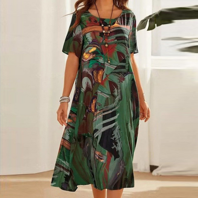 SERAFINA – MODERN MUSE ABSTRACT PRINT MIDI DRESS