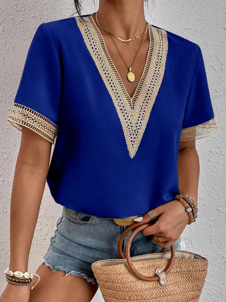 DAVINA – ELEGANT GRACE BLOUSE WITH LUXE LACE DETAILS