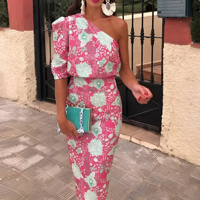 EMILIE – SCULPTED GRACE ONE-SHOULDER DRESS