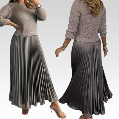 MARIA - ELEGANT AND STYLISH PLEATED DRESS WITH ROUND NECK