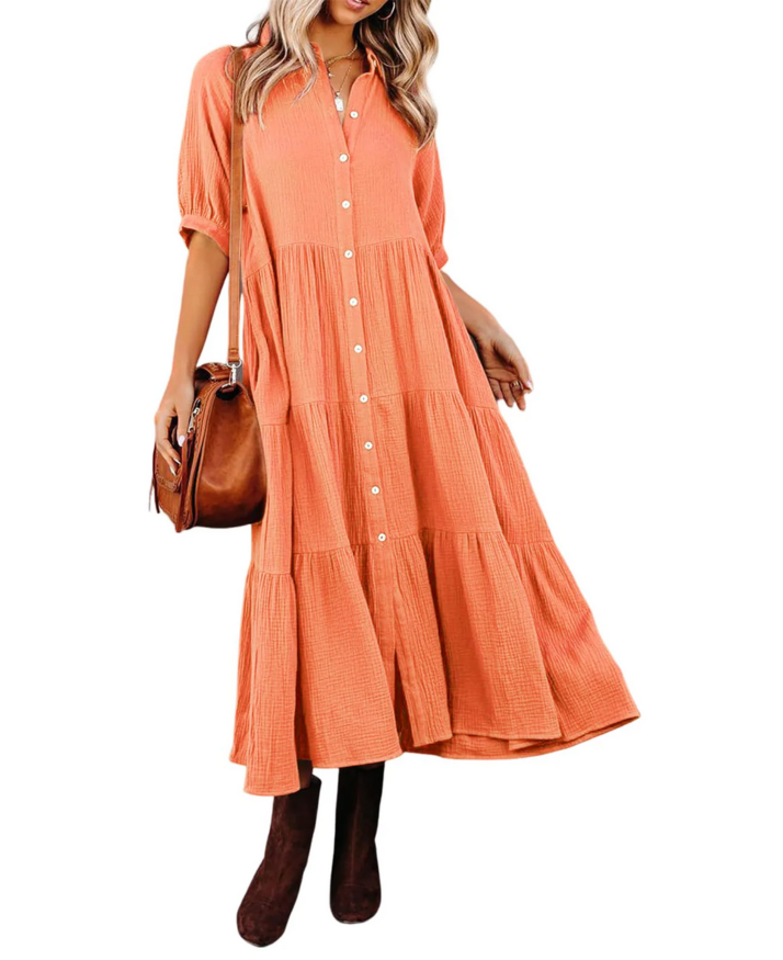 LUNA – RUFFLED GRACE SHIRT DRESS