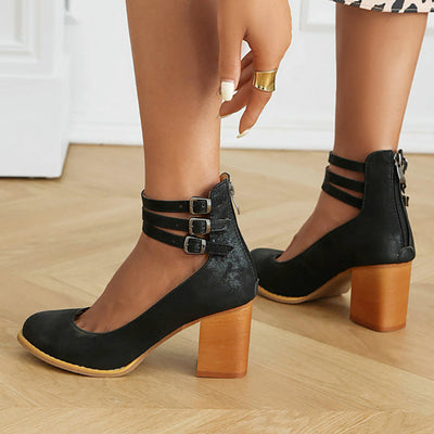 CASILDA – SMOOTH ELEGANCE BLOCK-HEEL SANDALS