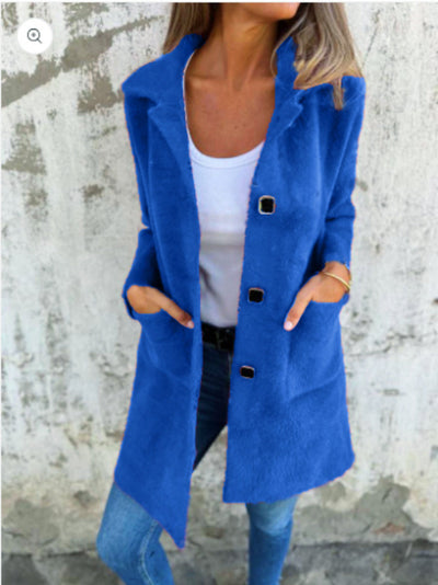 CASUAL SINGLE-BREASTED THICK COAT WITH LAPELS