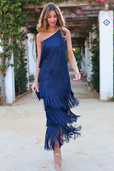 LAUREN - ELEGANT DRESS WITH TASSELS