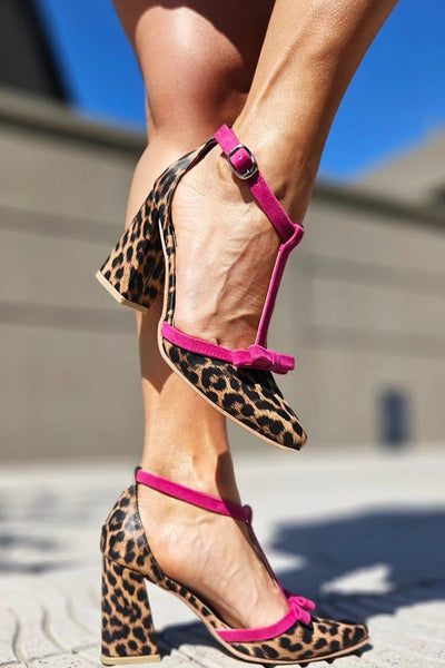 LEONTINA – WILD GRACE LEOPARD-ACCENT SANDALS