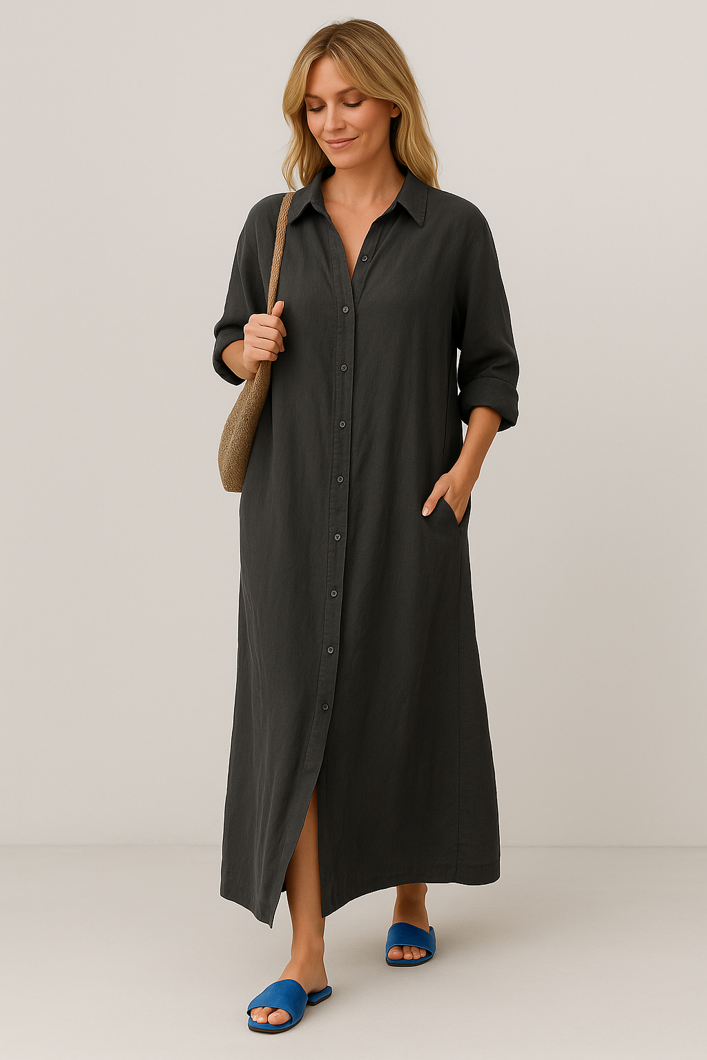 LUNA – BREEZY GRACE LINEN SHIRT DRESS