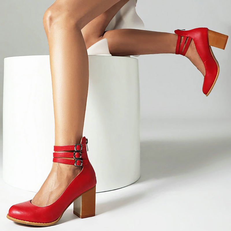CASILDA – SMOOTH ELEGANCE BLOCK-HEEL SANDALS