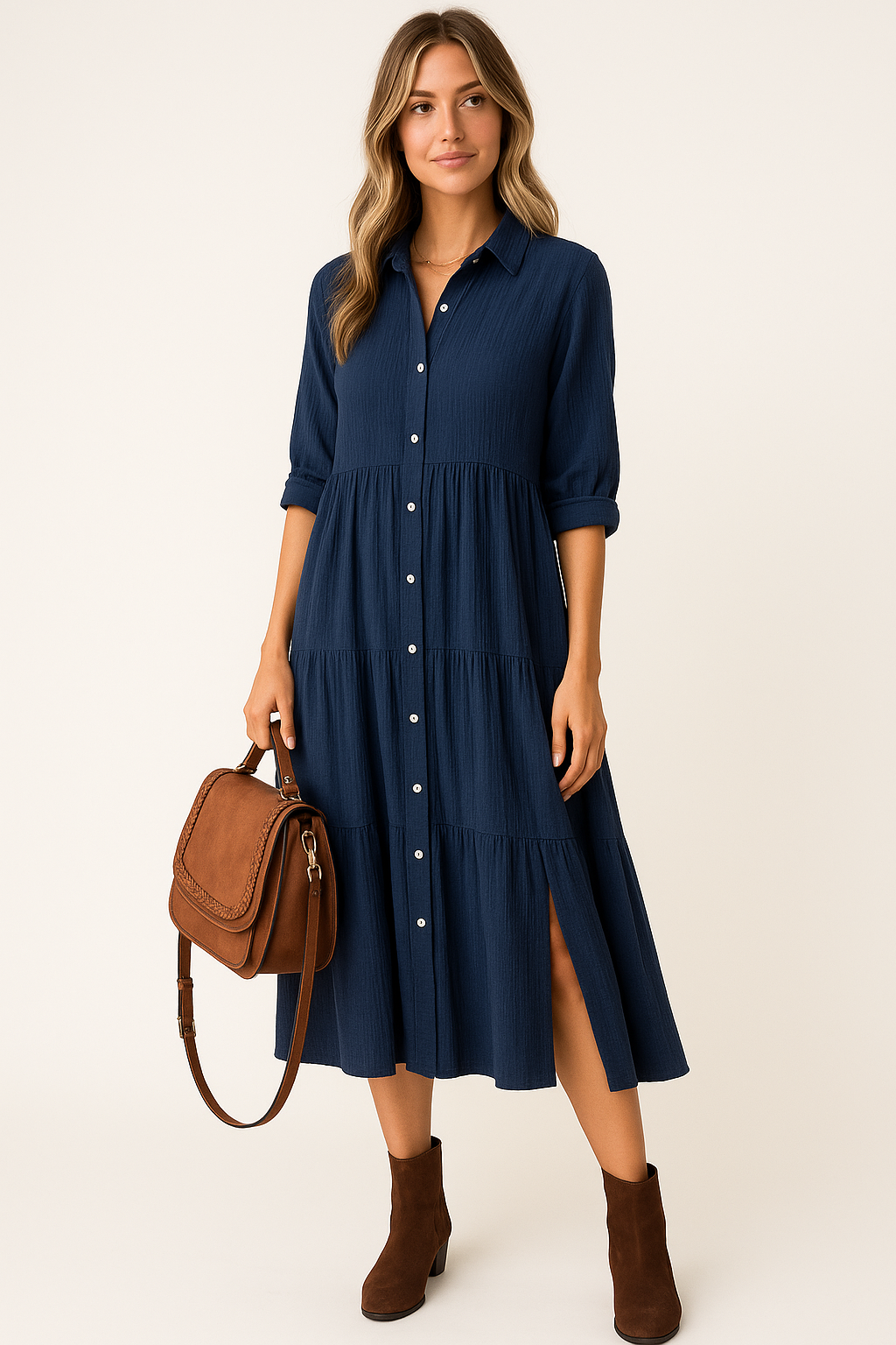 LUNA – RUFFLED GRACE SHIRT DRESS