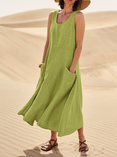 SOPHIA - SLEEVELESS MAXI DRESS WITH POCKETS