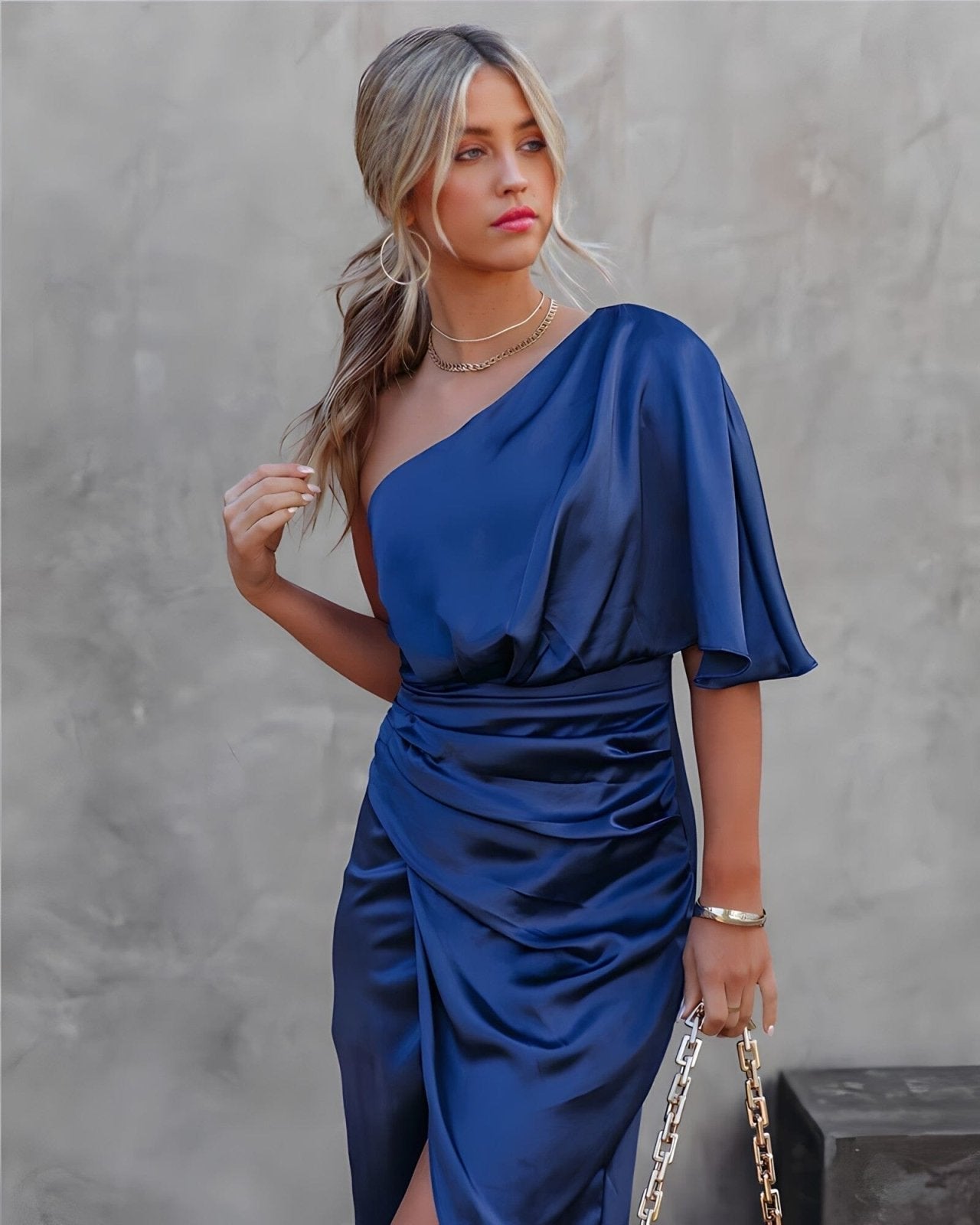 DHALIA – SCULPTED ELEGANCE ASYMMETRICAL DRESS