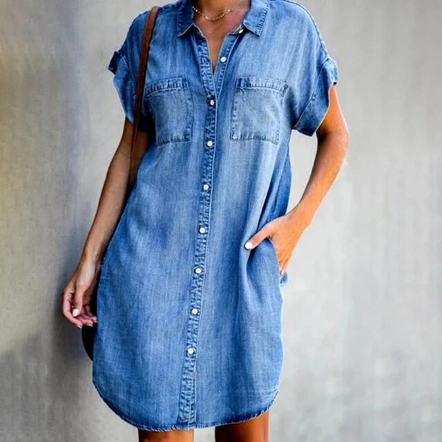 LUNA – SOFT-STRUCTURED DENIM SHIRT DRESS