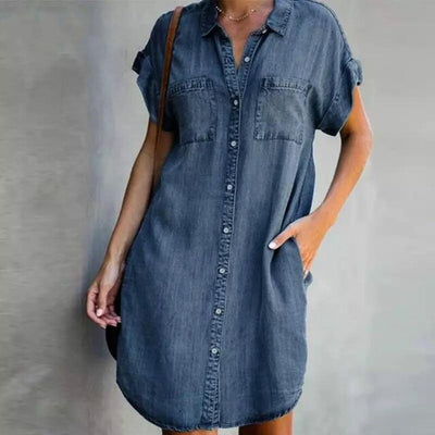 LUNA – SOFT-STRUCTURED DENIM SHIRT DRESS