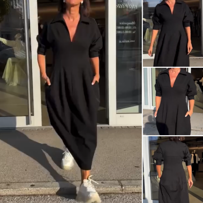 VICTORIA – TAILORED GRACE MIDI DRESS WITH SOFT LAPELS