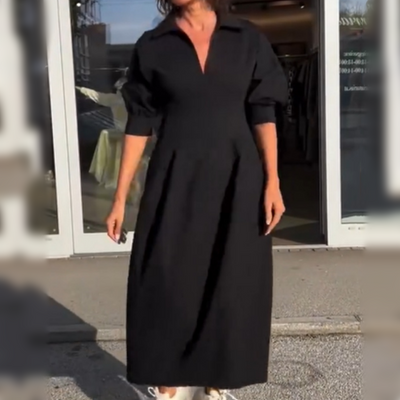VICTORIA – TAILORED GRACE MIDI DRESS WITH SOFT LAPELS