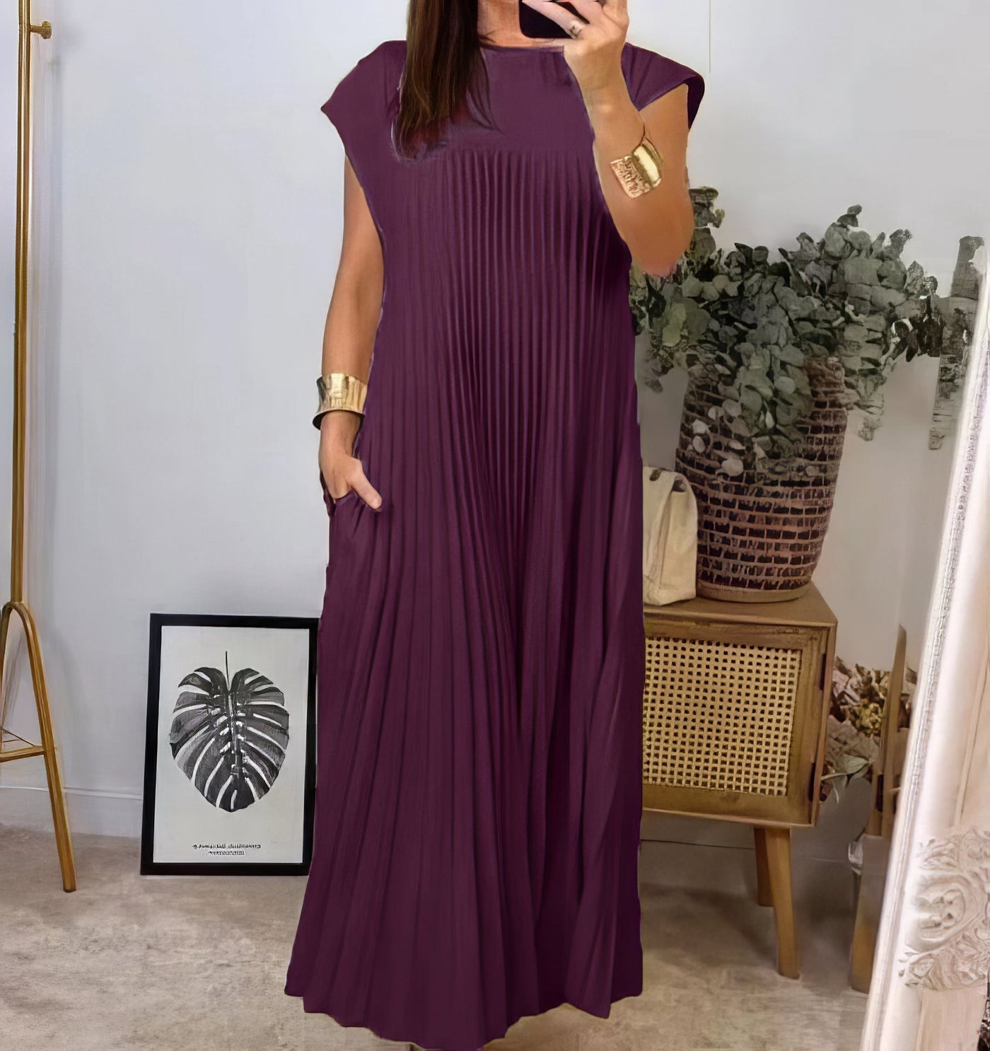 ELEONORA - DRESS WITH PLEATED SLEEVELESS